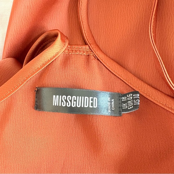 Missguided Orange Satin Midi Dress - Picture 10 of 14
